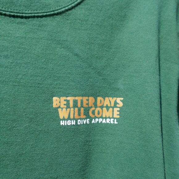 High Dive Sweatshirt Pullover Better Days Bottle Green Jumper Large Cotton Blend - Picture 4 of 10
